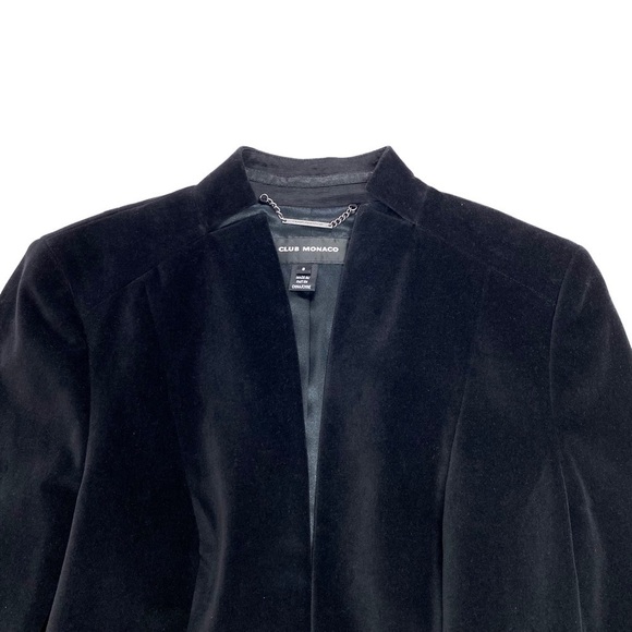 CLUB Monaco Velvet Stand Collar Blazer Jacket In Black Size 8 Style #00700283 - Picture 4 of 8